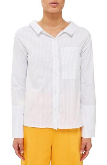 Women's Topshop Boutique Tie Back Stripe Shirt Us (fits Like 0-2) - White