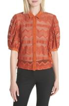 Women's Tracy Reese Puff Sleeve Lace Blouse - Orange