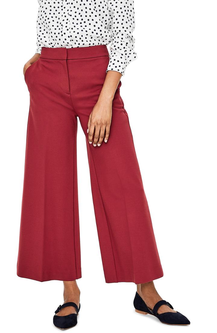 Women's Boden Ponte Culottes (similar To 14w-16w) - Burgundy
