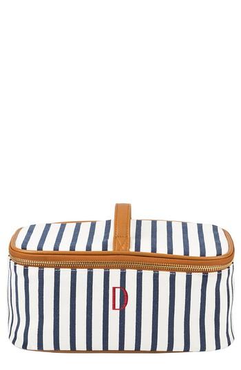 Cathy's Concepts Monogram Stripe Canvas Cosmetics Case, Size - Blue D