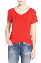 Petite Women's Halogen Modal Jersey V-neck Tee P - Red