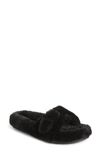 Women's Alexander Wang Bee Genuine Shearling Slide Sandal Us / 36eu - Black