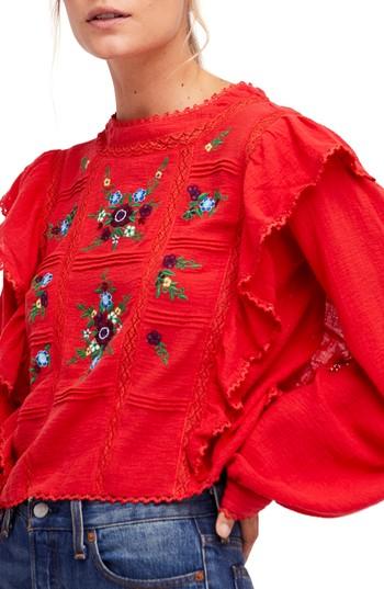 Women's Free People The Amy Blouse - Red