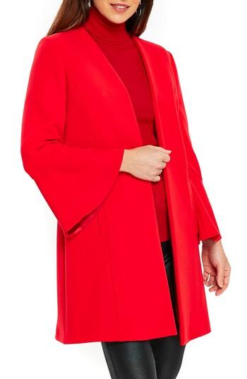 Women's Wallis Edge To Edge Flare Sleeve Coat - Red