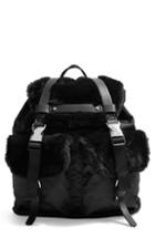 Topshop Boston Faux Fur Backpack - Black