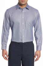 Men's Nordstrom Men's Shop Classic Fit Microgrid Dress Shirt - 35 - Blue