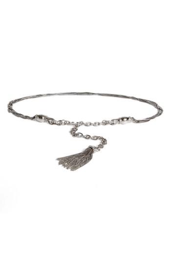 Women's St. John Collection Hamm Swarovski Crystal Chain Tassel Belt, Size - Ruthenium/ Crystal Silver
