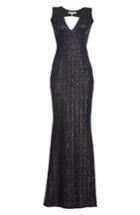 Women's Dress The Population Karina Plunge Mermaid Gown, Size - Black