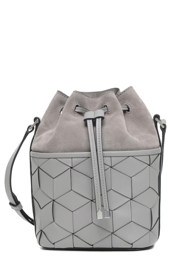 Welden Mini Gallivanter Leather Bucket Bag - Grey