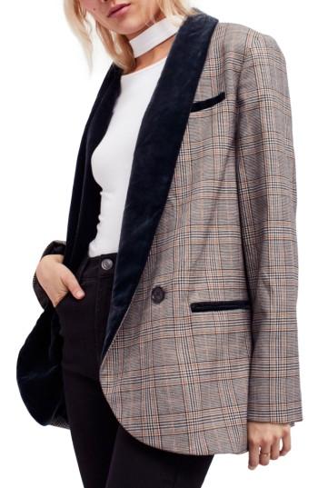 Women's Free People Velvet Trim Blazer - Black