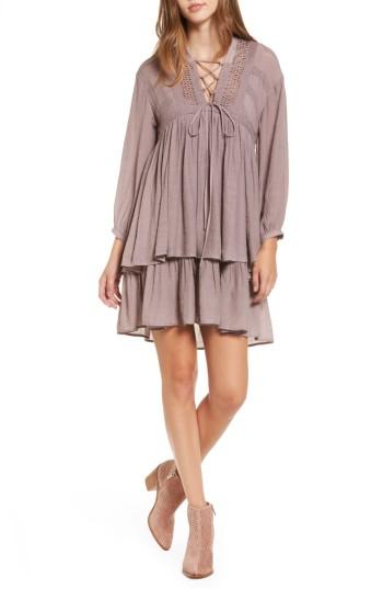 Women's Sun & Shadow Lace-up Peasant Dress