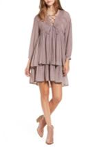 Women's Sun & Shadow Lace-up Peasant Dress