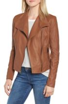 Women's Marc New York By Andrew Marc Felix Stand Collar Leather Jacket - Brown