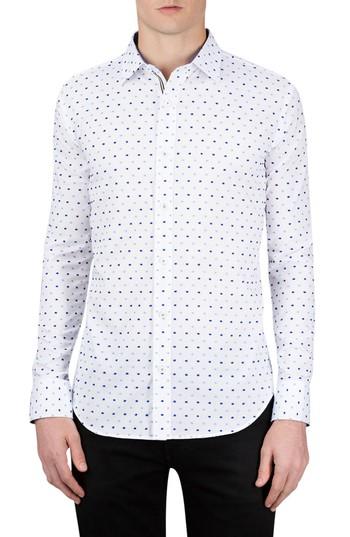 Men's Bugatchi Classic Fit Embroidered Dot Sport Shirt