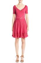 Women's Versace Collection Mesh Inset Fit & Flare Dress Us / 38 It - Pink