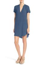 Women's Split Neck Shift Dress - Blue