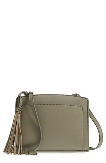 Sole Society Smooth Faux Leather Crossbody Bag - Green