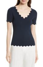 Women's Milly Scallop Top, Size - Blue