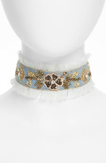 Women's Topshop Embellished Denim Choker