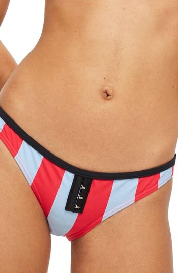 Women's Topshop Stripe High Leg Bikini Bottoms Us (fits Like 6-8) - Red
