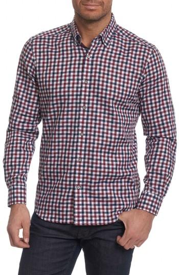 Men's Robert Graham Travis Tailored Fit Check Sport Shirt - Burgundy