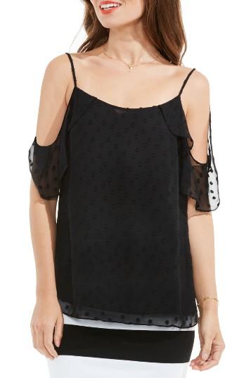 Women's Vince Camuto Dot Jacquard Off The Shoulder Blouse - Black