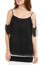 Women's Vince Camuto Dot Jacquard Off The Shoulder Blouse - Black