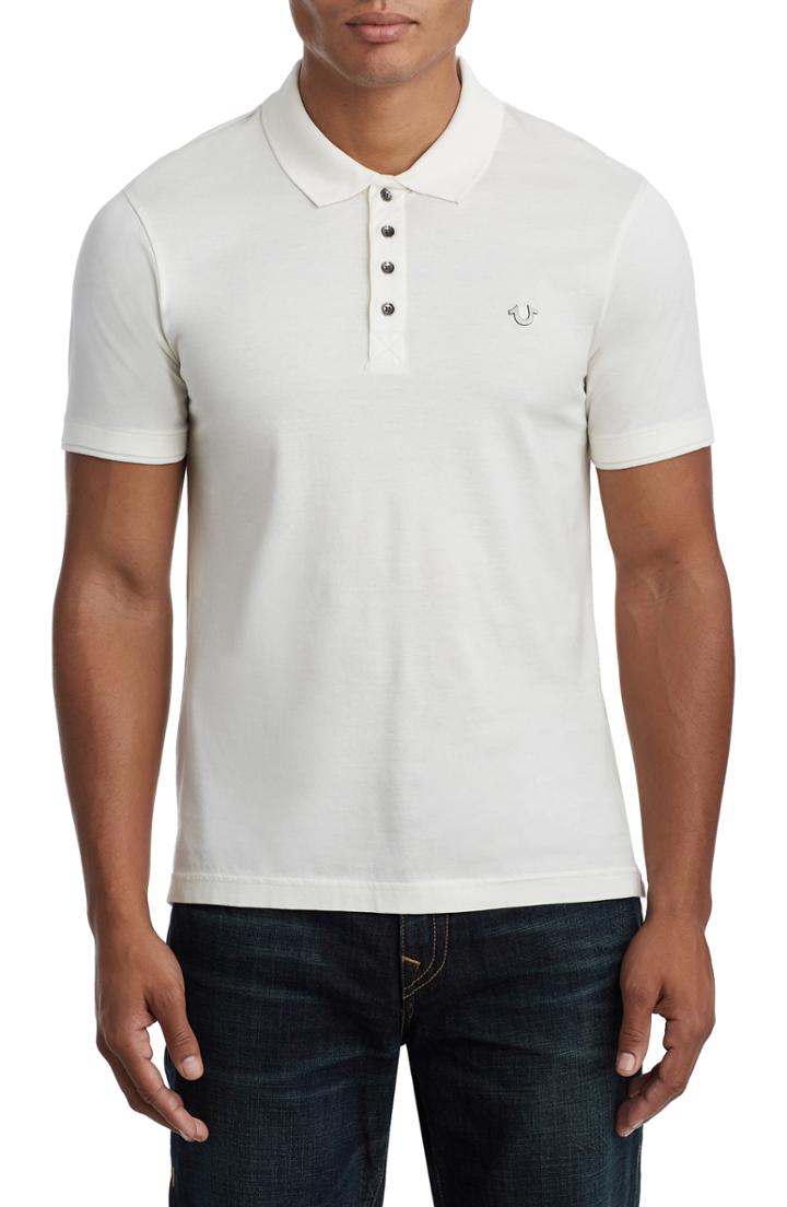 Men's True Religion Brand Jeans Logo Detail Cotton Polo - White