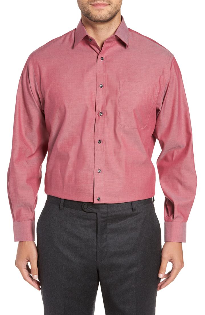 Men's Nordstrom Men's Shop Classic Fit Non-iron Solid Dress Shirt .5 - 36 - Red