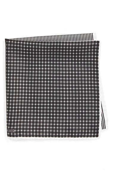 Men's Nordstrom Men's Shop Panel Silk Pocket Square, Size - Black