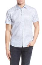 Men's Stone Rose Contemporary Fit Cap Print Sport Shirt (s) - White