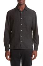 Men's Eidos Napoli Herringbone Texture Shirt, Size - Grey