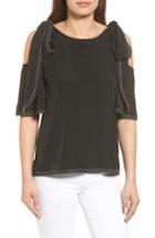 Women's Halogen Bow Detail Cold Shoulder Top - Black