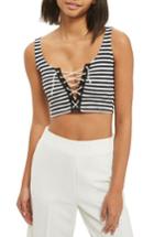 Petite Women's Topshop Lace-up Stripe Bralet P Us (fits Like 0p) - Black