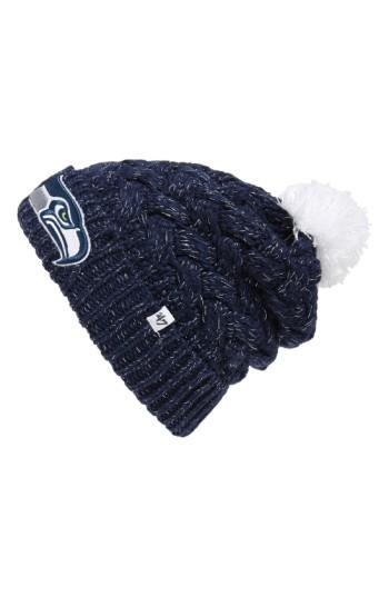 Junior Women's 47 Brand 'seattle Seahawks' Pom Beanie - Blue