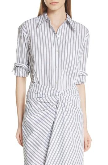 Women's A.l.c. Wharton Stripe Poplin Shirt - Grey