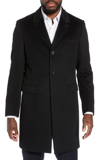 Men's Ted Baker London Swish Wool & Cashmere Overcoat - Black