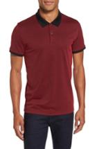 Men's Theory Current Tipped Pique Polo, Size - Burgundy
