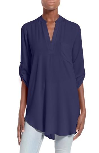 Women's Perfect Roll Tab Sleeve Tunic - Blue