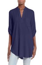Women's Perfect Roll Tab Sleeve Tunic - Blue