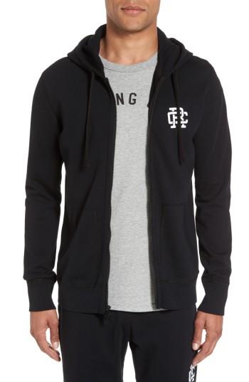 Men's Reigning Champ Logo Print Terry Zip Hoodie - Black