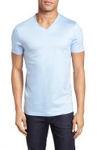 Men's Boss Teal Slim Fit V-neck T-shirt, Size - Blue