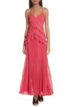 Women's Self-portrait Ruffle Detail Plumetis Gown - Pink