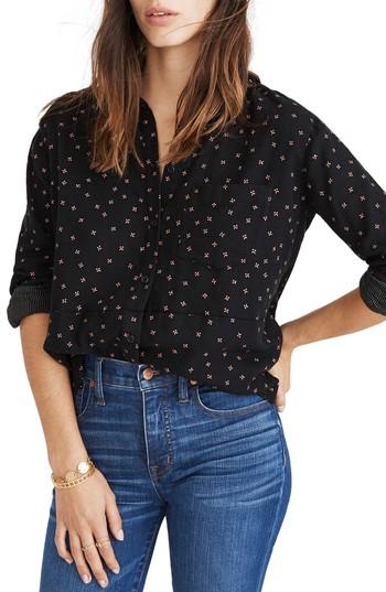 Women's Madewell Double Face Oversize Ex-boyfriend Shirt, Size - Black