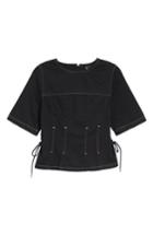 Women's Topshop Boutique Lace-up Side Denim Top Us (fits Like 6-8) - Black