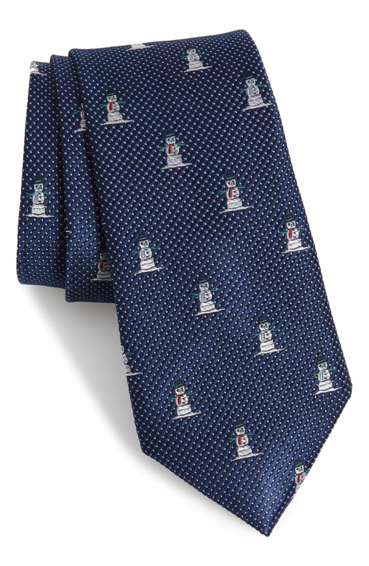 Men's Nordstrom Men's Shop Frosty Silk Tie, Size - Blue