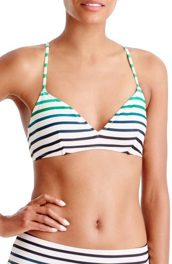 Women's J.crew Ombre Stripe Bikini Top - Blue