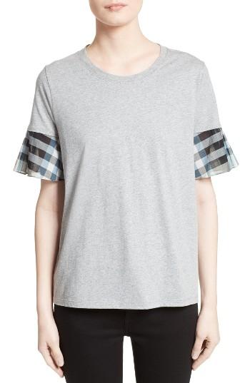 Women's Burberry Covelas Ruffle Sleeve Tee - Grey