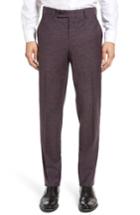 Men's Ted Baker London Jerome Flat Front Solid Wool & Cotton Trousers R - Burgundy