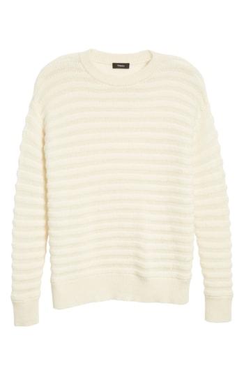 Women's Theory Novelty Stripe Cashmere Sweater - Ivory